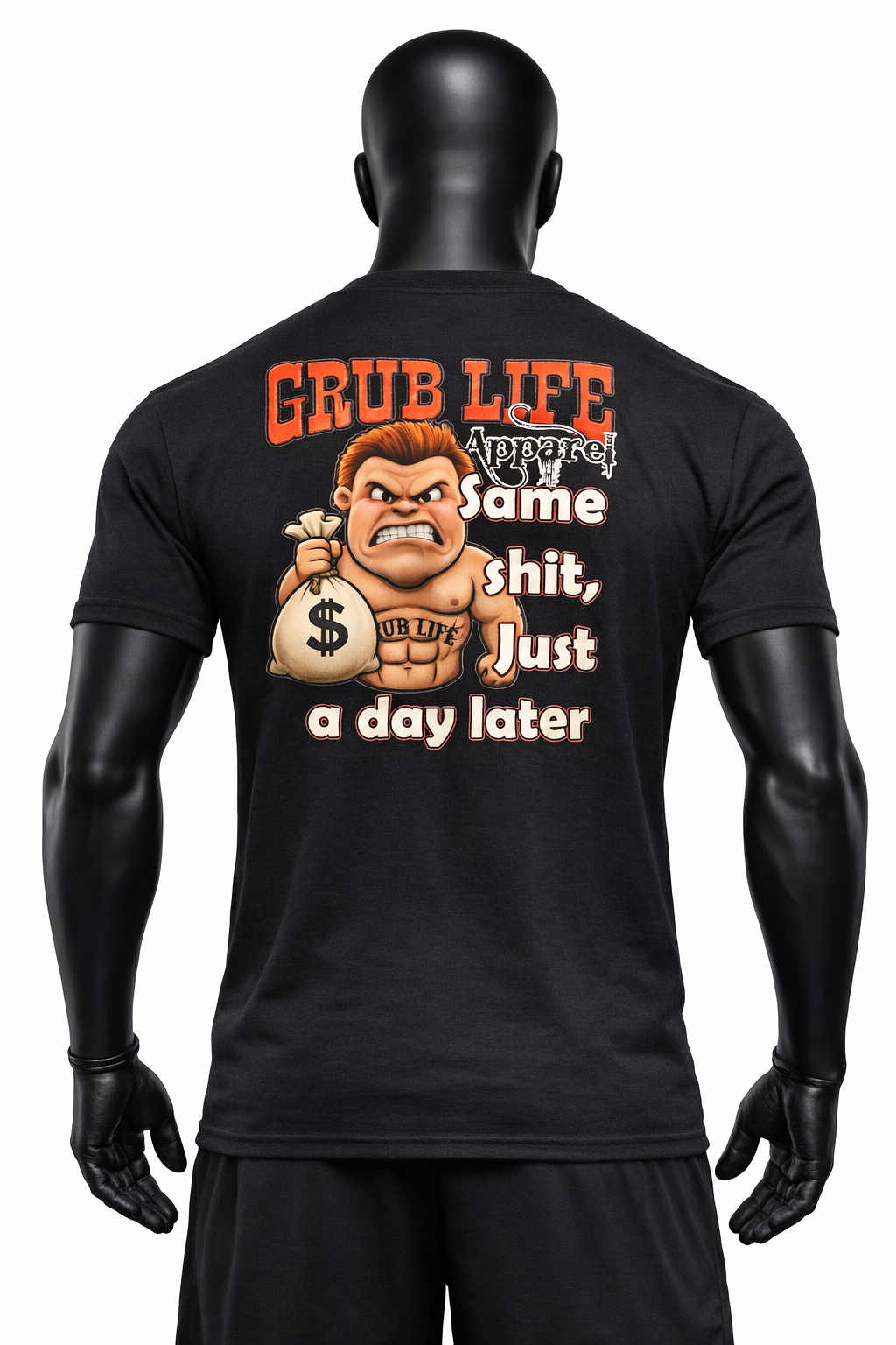 Grubnight Food Truck T-Shirts - Black (Same shit, Just a day later) in BOLD letters